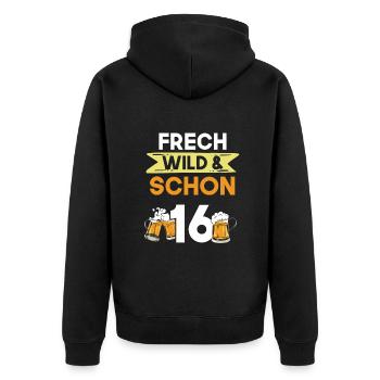 16 Jahre Geburtstag Bier Biertrinker - Unisex Premium Bio Zip Hoodie - Schwarz - Hinten - Nico (187cm)