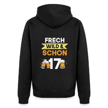 17 Jahre Geburtstag Bier Biertrinker - Unisex Premium Bio Zip Hoodie - Schwarz - Hinten - Nico (187cm)