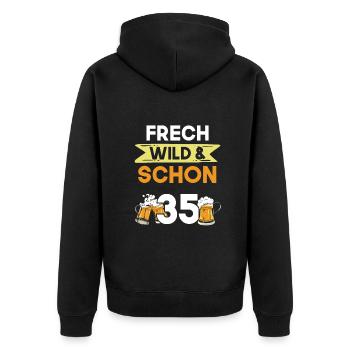 Geschenk 35 Jahre Geburtstag Bier Biertrinker - Unisex Premium Bio Zip Hoodie - Schwarz - Hinten - Nico (187cm)