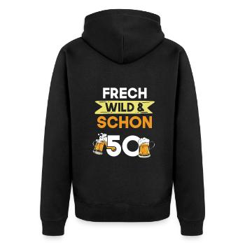 Geschenk 50 Jahre Geburtstag Bier Biertrinker - Unisex Premium Bio Zip Hoodie - Schwarz - Hinten - Nico (187cm)