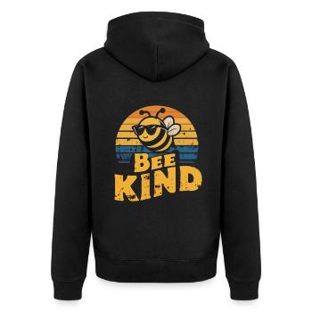 Bee Kind Biene - Unisex Premium Bio Zip Hoodie - Schwarz - Hinten - Nico (187cm)