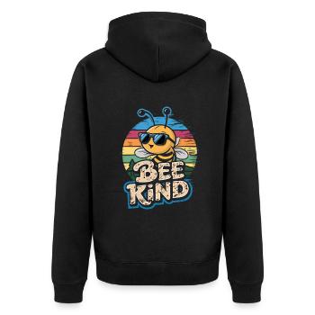 Bee Kind Biene - Unisex Premium Bio Zip Hoodie - Schwarz - Hinten - Nico (187cm)