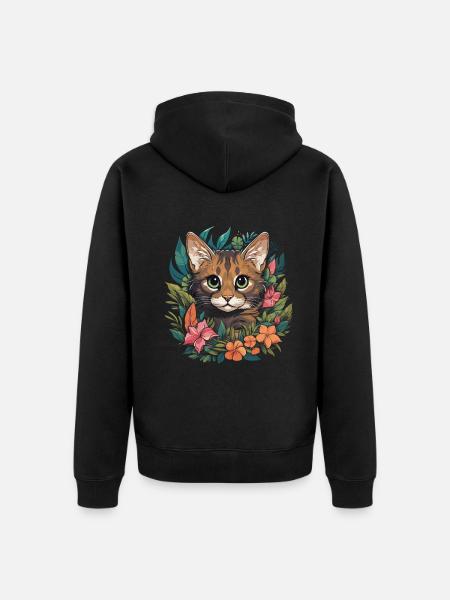 Bengal Cat - Unisex Premium Organic Zip Hoodie - black
