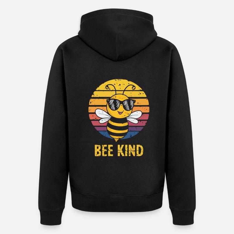 Bee Kind Biene - Unisex Premium Bio Zip Hoodie - Schwarz