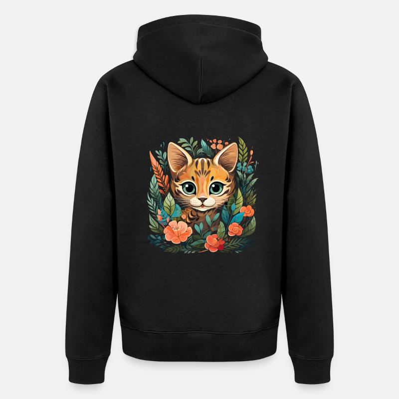 Chat du Bengale - Veste à capuche bio Premium Unisexe - noir
