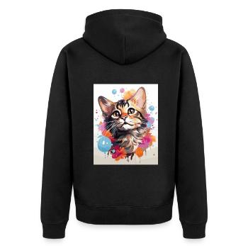 Bengal Cat - Unisex Premium Organic Zip Hoodie - black - Back - Nico (187cm)