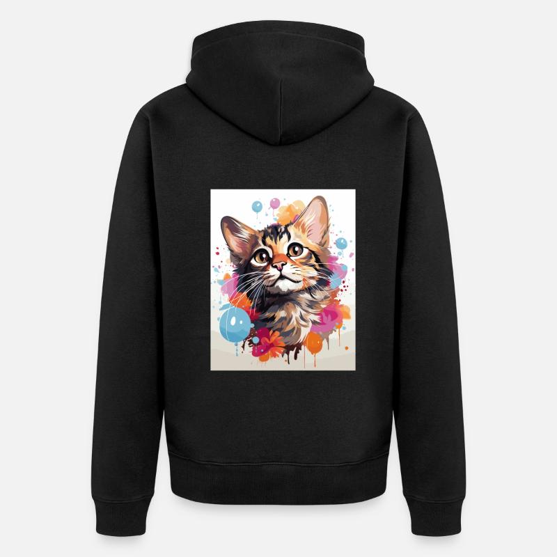 Bengal Katze - Unisex Premium Bio Zip Hoodie - Schwarz