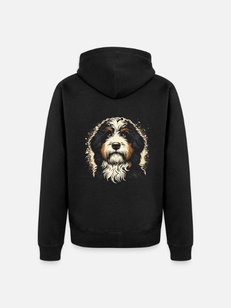 Bernedoodle Dog - Unisex Premium Organic Zip Hoodie - black