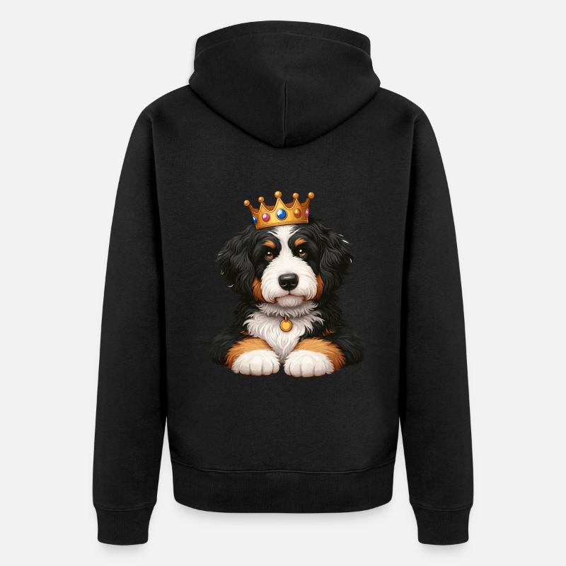 Couronne de chien Bernedoodle - Veste à capuche bio Premium Unisexe - noir