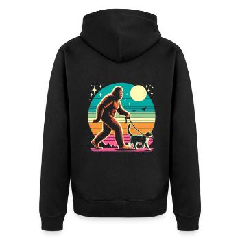 Bigfoot Cat - Unisex Premium Organic Zip Hoodie - black - Back - Nico (187cm)