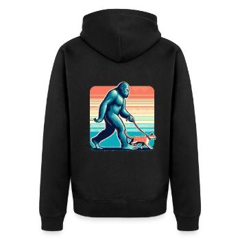 Bigfoot Katze Lustige Bilder - Unisex Premium Bio Zip Hoodie - Schwarz - Hinten - Nico (187cm)
