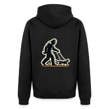 Bigfoot Katze Lustige Bilder - Unisex Premium Bio Zip Hoodie - Schwarz - Hinten - Nico (187cm)