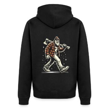 Holzfäller Forstwirt Bigfoot - Unisex Premium Bio Zip Hoodie - Schwarz - Hinten - Nico (187cm)