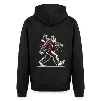 Holzfäller Forstwirt Bigfoot - Unisex Premium Bio Zip Hoodie - Schwarz - Hinten - Nico (187cm)