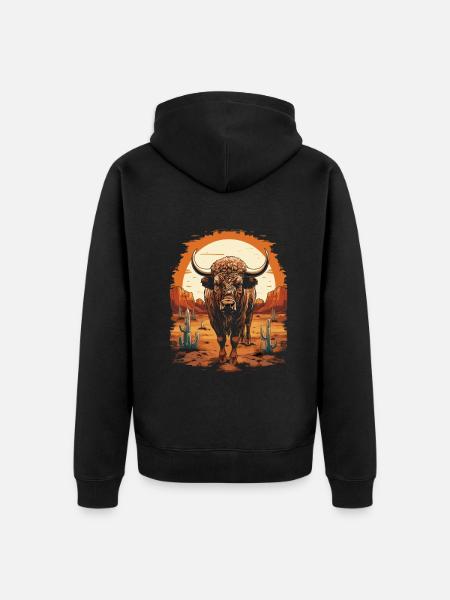 Bison - Unisex Premium Organic Zip Hoodie - black