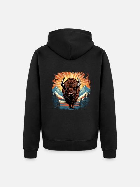 Bison - Unisex Premium Bio Zip Hoodie - Schwarz