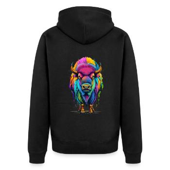 Bison - Unisex Premium Bio Zip Hoodie - Schwarz - Hinten - Nico (187cm)