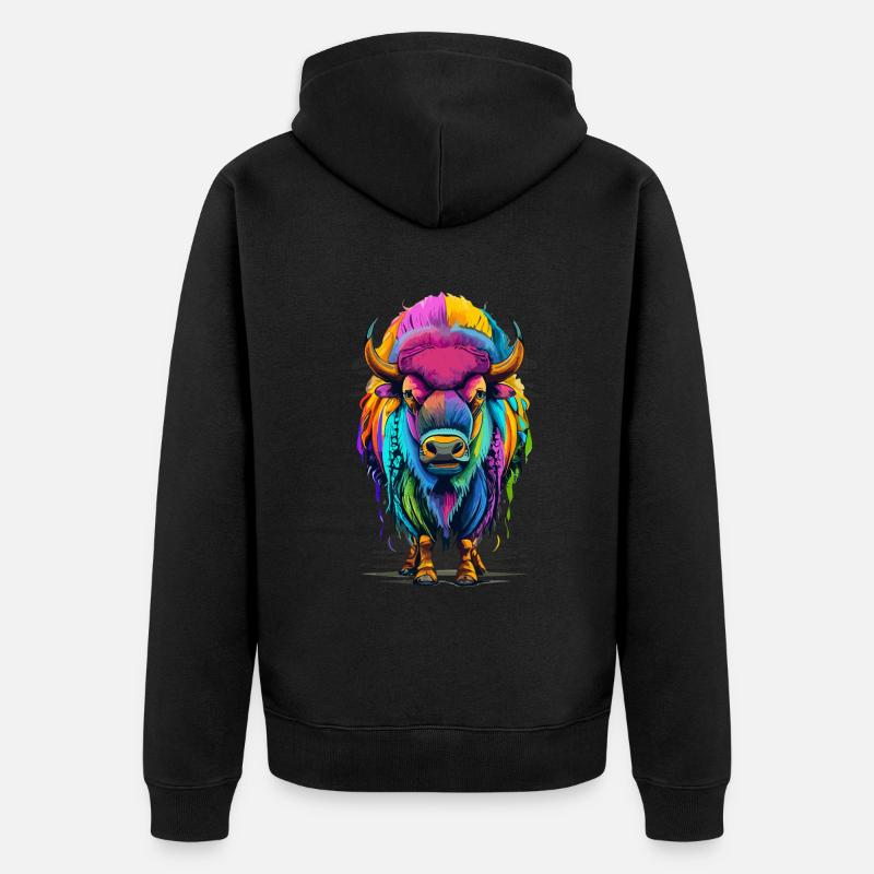 Bison - Unisex Premium Bio Zip Hoodie - Schwarz