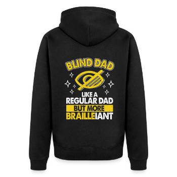 Blind Dad - Unisex Premium Bio Zip Hoodie - Schwarz - Hinten - Nico (187cm)