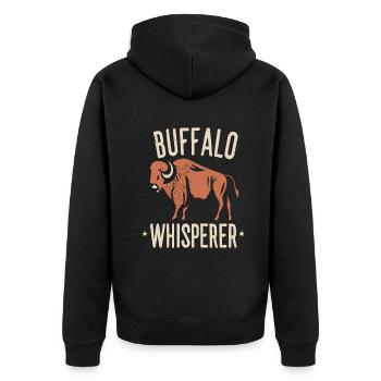 Buffalo Whisperer - Unisex Premium Bio Zip Hoodie - Schwarz - Hinten - Nico (187cm)