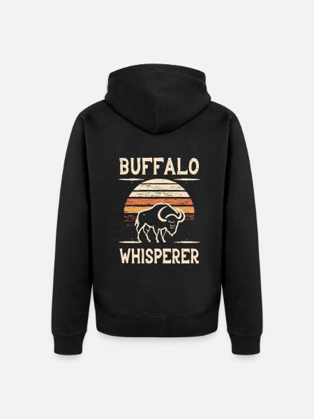 Buffalo Whisperer - Unisex Premium Bio Zip Hoodie - Schwarz