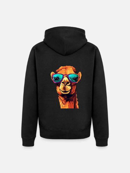 Kamel Sonnenbrille - Unisex Premium Bio Zip Hoodie - Schwarz