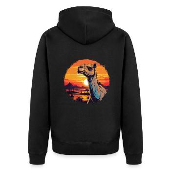 Camel - Unisex Premium Organic Zip Hoodie - black - Back - Nico (187cm)