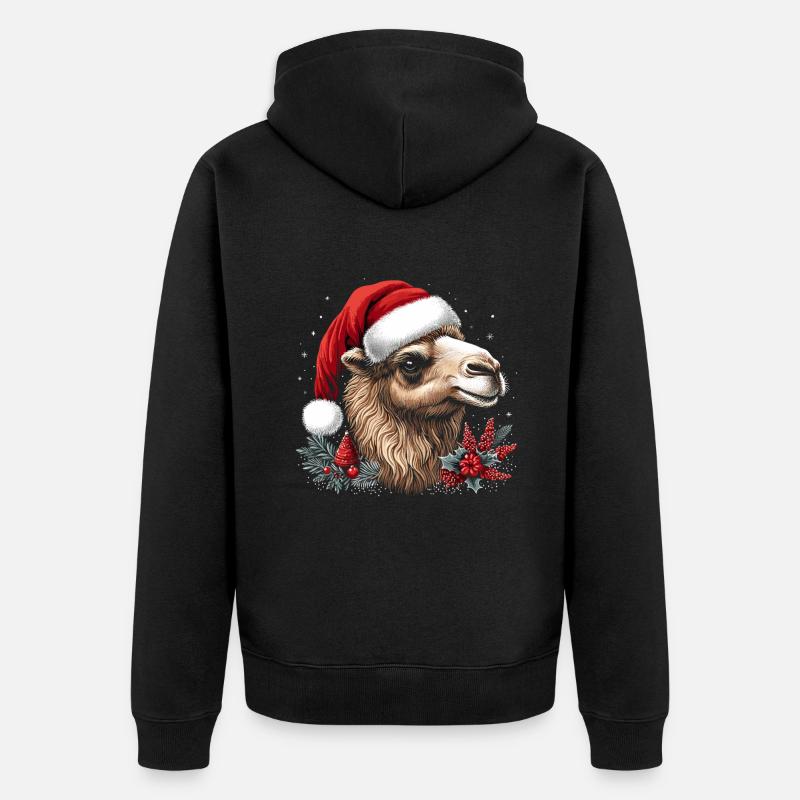 Kamel Weihnachten - Unisex Premium Bio Zip Hoodie - Schwarz