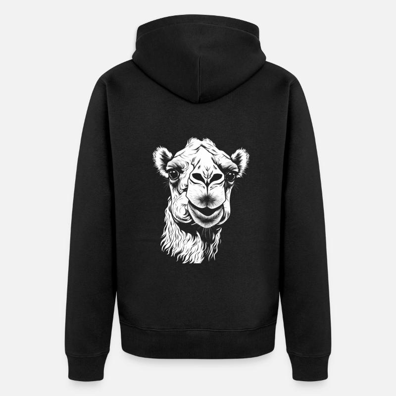 Kamel Kamelkopf - Unisex Premium Bio Zip Hoodie - Schwarz