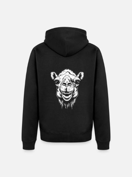 Camel Camel Head - Unisex Premium Organic Zip Hoodie - black