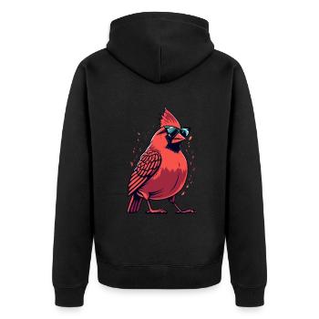 Cardinal Vogel Red Cardinal - Unisex Premium Organic Zip Hoodie - black - Back - Nico (187cm)