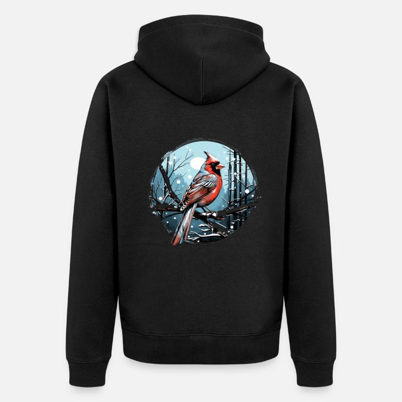 Rotkardinal Kardinal Vogel - Unisex Premium Bio Zip Hoodie - Schwarz