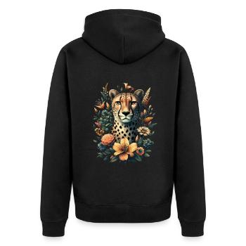 Guépard Fleurs de guépard - Veste à capuche bio Premium Unisexe - noir - Dos - Nico (187cm)