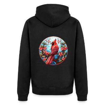Red Cardinal Vogel - Unisex Premium Organic Zip Hoodie - black - Back - Nico (187cm)