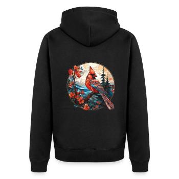 Red Cardinal Vogel - Unisex Premium Organic Zip Hoodie - black - Back - Nico (187cm)