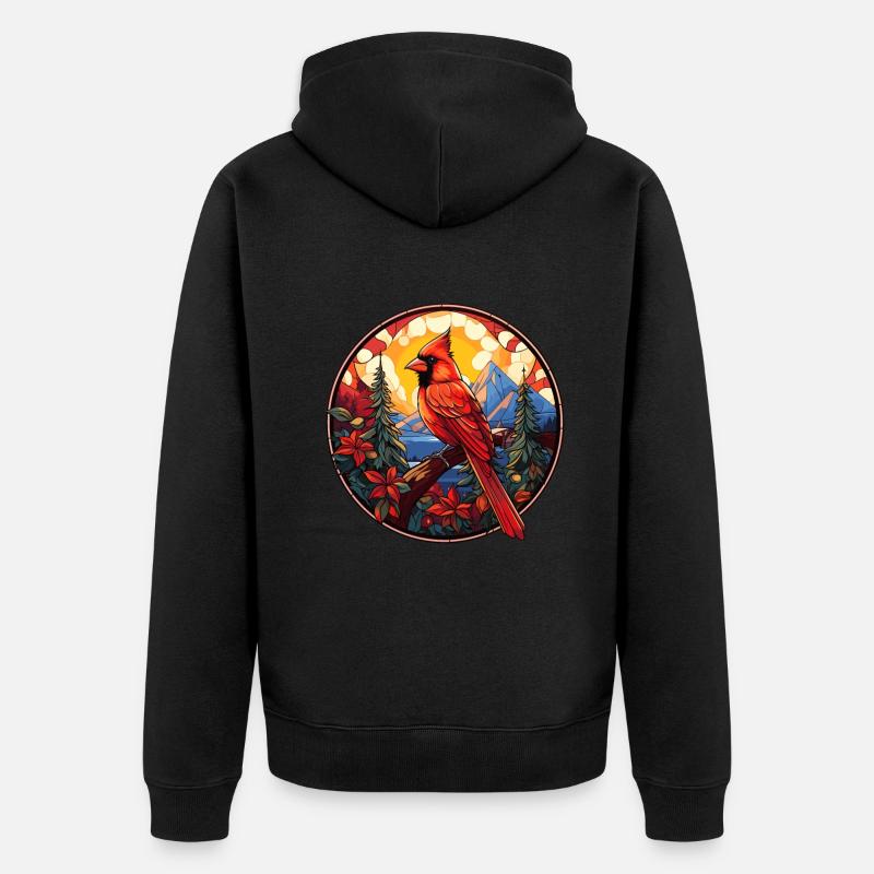 Rotkardinal Kardinal Vogel - Unisex Premium Bio Zip Hoodie - Schwarz