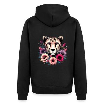 Guépard Fleurs de guépard - Veste à capuche bio Premium Unisexe - noir - Dos - Nico (187cm)