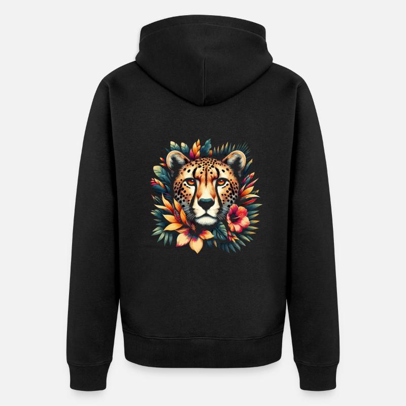Guépard Fleurs de guépard - Veste à capuche bio Premium Unisexe - noir