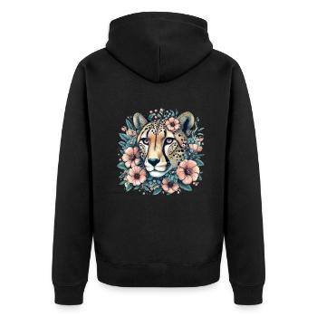 Guépard Fleurs de guépard - Veste à capuche bio Premium Unisexe - noir - Dos - Nico (187cm)