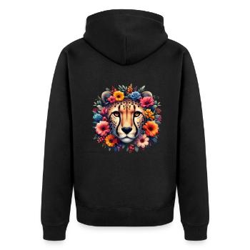 Guépard Fleurs de guépard - Veste à capuche bio Premium Unisexe - noir - Dos - Nico (187cm)