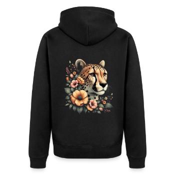 Guépard Fleurs de guépard - Veste à capuche bio Premium Unisexe - noir - Dos - Nico (187cm)