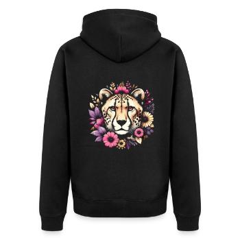 Cheetah Gepard - Unisex Premium Organic Zip Hoodie - black - Back - Nico (187cm)