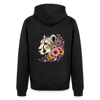 Guépard Fleurs de guépard - Veste à capuche bio Premium Unisexe - noir - Dos - Nico (187cm)