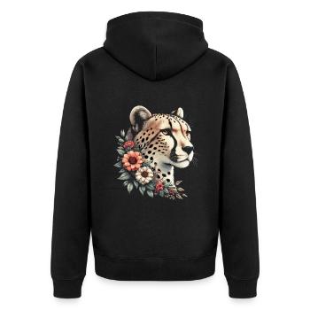 Cheetah Gepard - Unisex Premium Organic Zip Hoodie - black - Back - Nico (187cm)