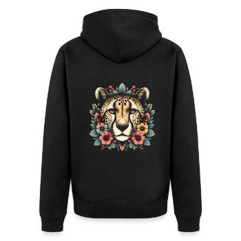 Guépard Fleurs de guépard - Veste à capuche bio Premium Unisexe - noir - Dos - Nico (187cm)