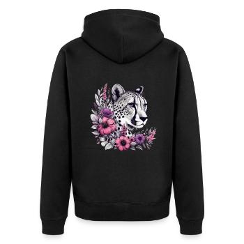 Cheetah Gepard - Unisex Premium Organic Zip Hoodie - black - Back - Nico (187cm)