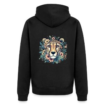 Guépard Fleurs de guépard - Veste à capuche bio Premium Unisexe - noir - Dos - Nico (187cm)