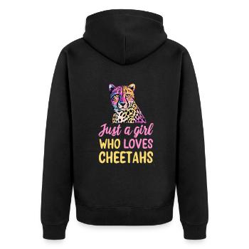 Just A Girl Who Loves Cheetahs Gepard - Unisex Premium Organic Zip Hoodie - black - Back - Nico (187cm)