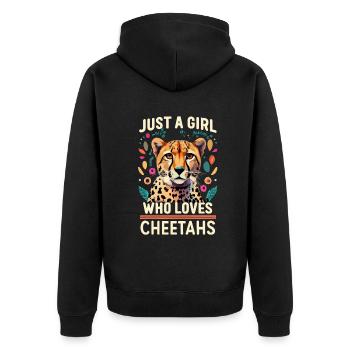 Just A Girl Who Loves Cheetahs Gepard - Unisex Premium Organic Zip Hoodie - black - Back - Nico (187cm)