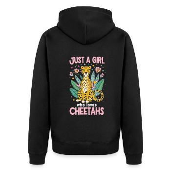 Juste une fille qui aime les guépards Gepard - Veste à capuche bio Premium Unisexe - noir - Dos - Nico (187cm)